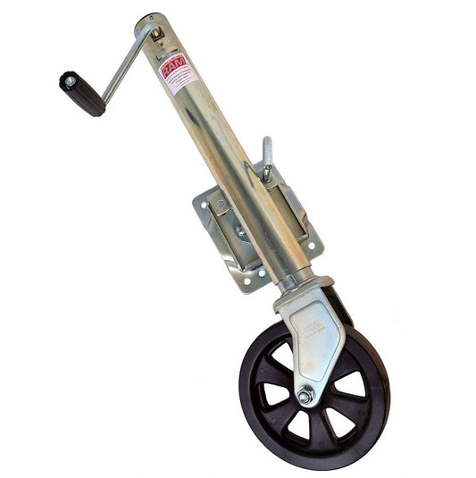 Round Swivel Marine Jack w/ Wheel - Bolt On - Zinc - Sidewind - 11" Travel - 1,500 lbs