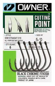 OWNER STRAIGHT EYE HOOKS 6-pk