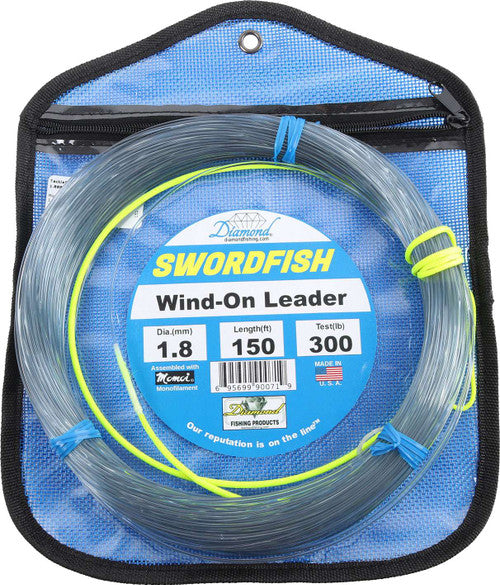 Diamond Swordfish Wind-On Leader 300lb 150ft Smoke Blue